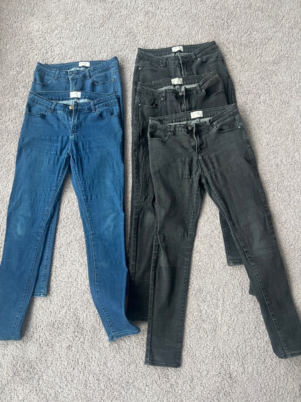 Women's Skinny High-Rise Jeans — 2 Blue & 3 Black Stretch Denim